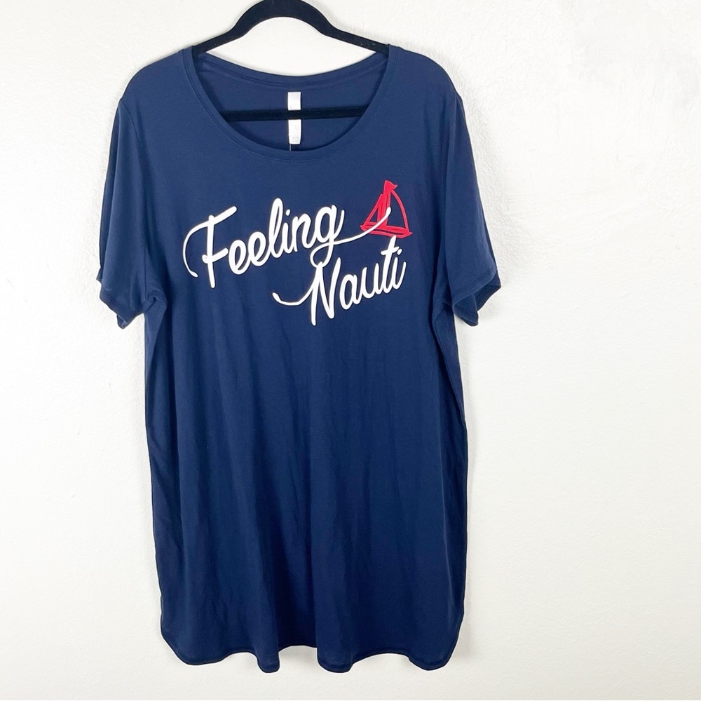 CACIQUE Sleep Blue “Feeling Nauti “ Graphic Night Shirt, Size 18/20